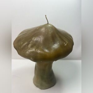 Vintage 70S Hippie Mushroom Candle Decorative Never Lit Whimsical Green 7”x 6”